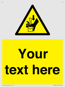 Custom warning hand crushing between press brake tool